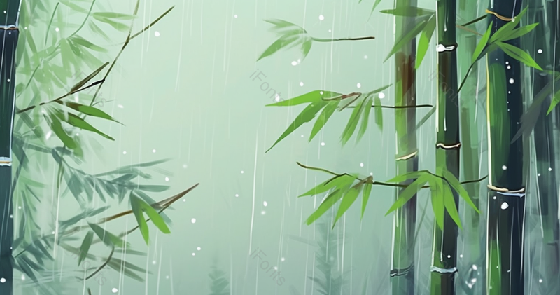 竹林中正在下着小雨,插画/手绘图,插画/手绘图库,插画/手绘图下载,插画/手绘
